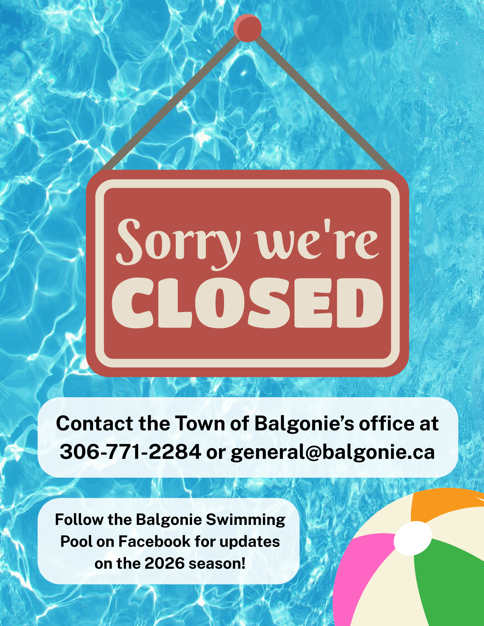 Pool Closed for the Season - Website